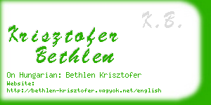 krisztofer bethlen business card